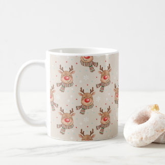 Süßes lächelndes Rentier-Weihnachtsmuster Kaffeetasse