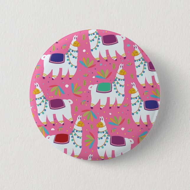 Süßes Lama-Muster Button (Vorderseite)