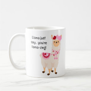 Süßes Lama Rosa und Weiß zum Valentinstag Kaffeetasse
