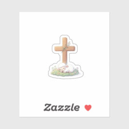 Süßes Lamm Gottes und Kreuz religiöser Ostern-Aufk Aufkleber