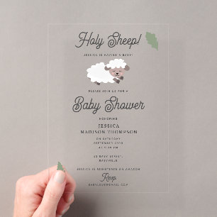 Süßes Lamm Heiliges Schaf Lustige Babyparty Acryleinladungen