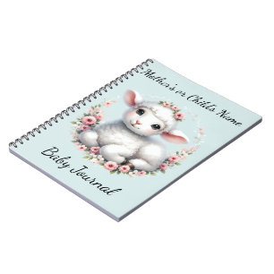 Süßes Lamm mit floraler Krone Illustration Notizblock