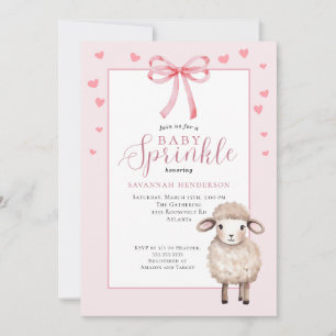 Süßes Lamm Rosa Schleife Baby Sprinkle-Party Einladung