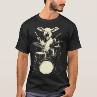Süßes Lamm spielt Schlagzeug Lustige Musik Tier Sc T-Shirt