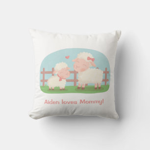 Süßes Lamm und Mamma Baby-Nursery-Raumdeko Kissen