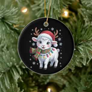 Süßes Lamm Weihnachten Lustiger Tierliebhaber Farm Keramik Ornament