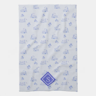 Süßes Landgans-Toile-Muster-Monogramm Geschirrtuch