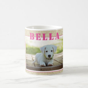 Süßes ländliches rosa Hunde-Foto und -Name Kaffeetasse