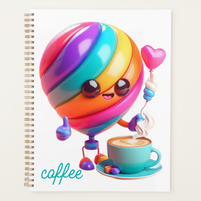 Süßes Latte-Buddy-Spiralnotizbuch Planer (Vorderseite)