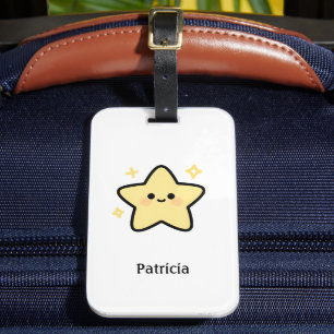 Süßes, launisches, gelbes Kawaii-Stern-Monogramm Gepäckanhänger