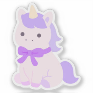 Süßes Lavendel-Einhorn Kawaii Pastell-Illustration Aufkleber