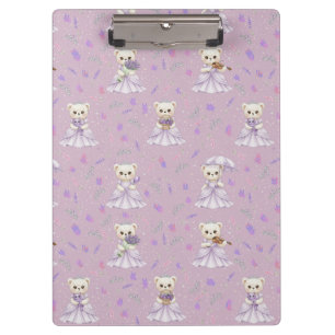 Süßes Lavendel-Prinzessin-Bär-Muster Klemmbrett