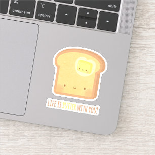 Süßes Leben ist Butter Mit Dir Frühstückswortspiel Aufkleber
