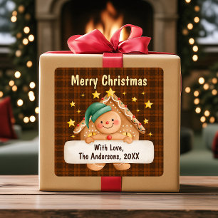Süßes Lebkuchen Frohe Weihnachten Personalisiertes Quadratischer Aufkleber