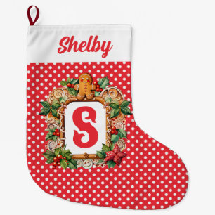 Süßes Lebkuchen Monogramm Großer Weihnachtsstrumpf