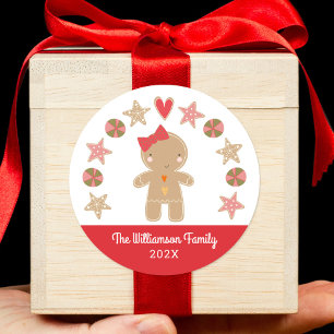 Süßes Lebkuchenmädchen Weihnachts-Feiertags-Keks R Runder Aufkleber