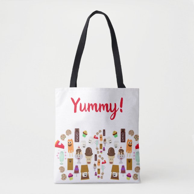 Süßes Leckerei Lebensmittelzeichen Cartoon Tasche (Vorderseite)