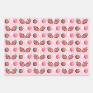 Süßes Leckerei Schokolade Erdbeeren und Kuchen Pop Geschenkpapier Set