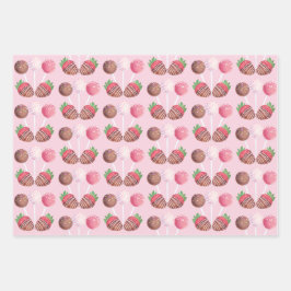 Süßes Leckerei Schokolade Erdbeeren und Kuchen Pop Geschenkpapier Set