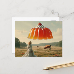 Süßes Leckerei UFO mit Schlagsahne und Erdbeere Postkarte