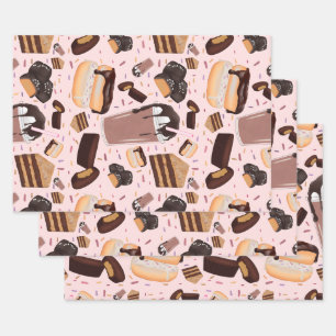 Süßes Leckereien Schokolade Donut Mocha Erdnuss Bu Geschenkpapier Set