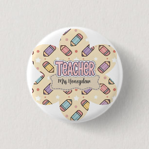 Süßes Lehrer-Dankeschön-Bleistift-Muster Button