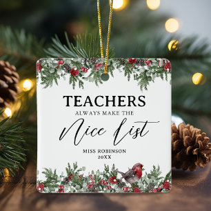 Süßes Lehrer-Geschenk Weihnachten Keramikornament