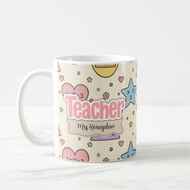 Süßes Lehrer-Mathe-Formen-Muster  Kaffeetasse (Links)