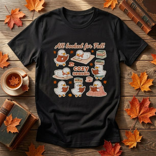 Süßes Lesegänse-Herbst-Buchwurm-Grafik-T-Shirt T-Shirt