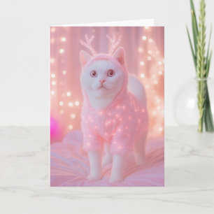 Süßes leuchtendes Rentier-Kitty Winterfantasie Karte