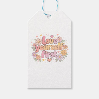 Süßes "Liebe dich selbst" Blumen-Zitat-Design | Äs Geschenkanhänger