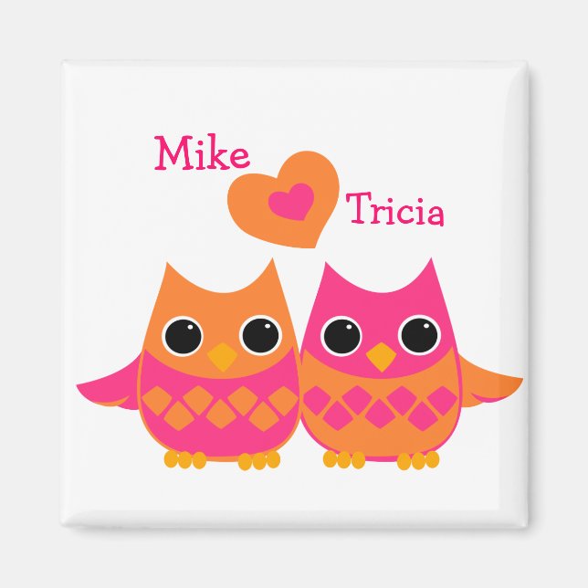 Süßes Liebe Owls Magnet (Vorne)