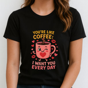 Süßes Liebes Kaffee T-Shirt; Lustiges Paar-Schätzu T-Shirt