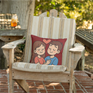 Süßes Liebes-Sticker   Cartoon-Paar in Liebe Kissen