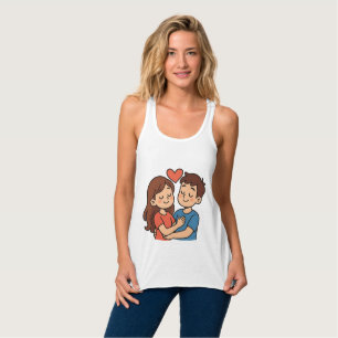 Süßes Liebes-Sticker   Cartoon-Paar in Liebe Tank Top