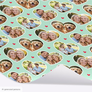 Süßes Liebesherz 4 Foto Elegantes Minzmuster Geschenkpapier