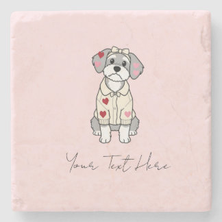 Süßes Liebesherz-Schnauzer-Design mit langen Ohren Steinuntersetzer