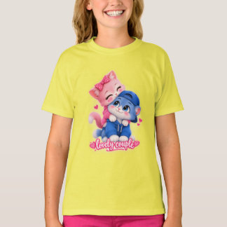Süßes Liebespaar Katzen Frauen T-Shirt | Kawaii C
