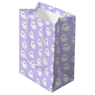 Süßes lila Geister-Muster – Halloween-Design Mittlere Geschenktüte