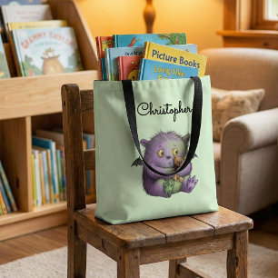 Süßes lila grünes flauschiges Monster Buddy Tasche