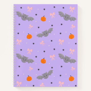 Süßes lila Halloween-Fledermausmuster-Notizbuch Notizbuch