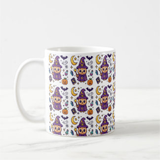 Süßes lila Hexen Halloween-Muster Kaffeetasse