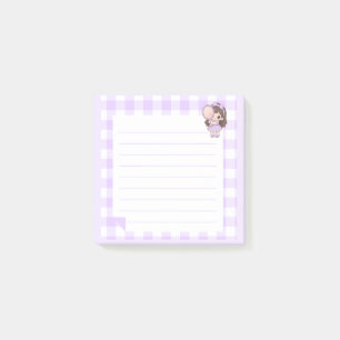 Süßes lila Kawaii-Mädchen Chibi-Notizbuch Post-it Klebezettel