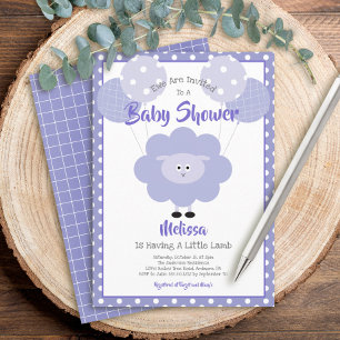Süßes lila Lamm Einfache moderne süße Babyparty Einladung