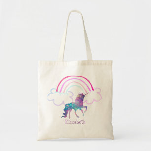 Süßes lila magisches Einhorn, Regenbogen Tragetasche