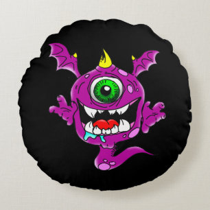 Süßes Lila Menschenfresser-Monster Rundes Kissen