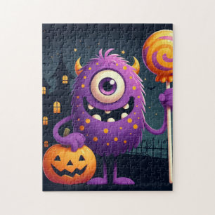 Süßes, lila Monster beim Trick-or-Treat