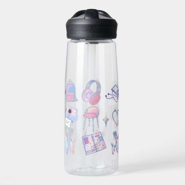 süßes lila Muster Trinkflasche (Vorne)