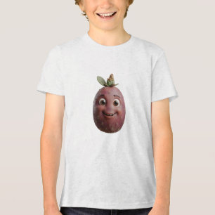 Süßes Lila Stachelige Birne Kaktus Charakter T-Shi Tri-Blend Shirt