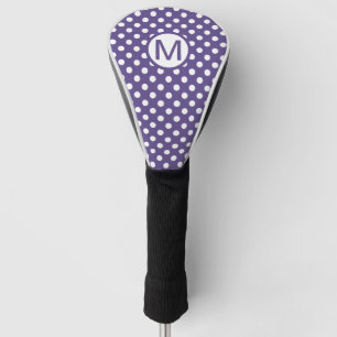 Süßes lila und weißes Monogramm mit Tupfen Golf Headcover